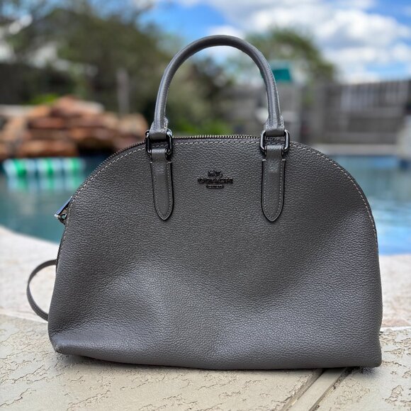 Coach Handbags - Coach Pebbled Leather Quinn Satchel – Grey Structured Handbag